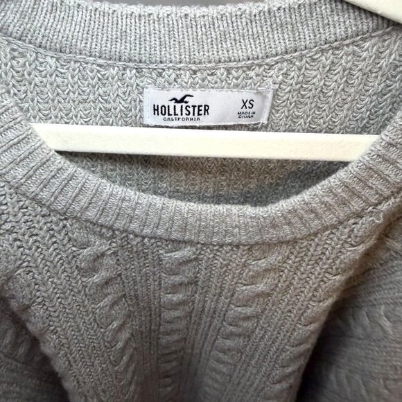 Hollister Gray Cable Knit Crop Sweater XS Y2K Vintage Style Long Sleeves - Picture 6 of 6